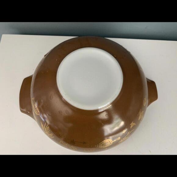 PYREX 444 Early American Cinderella Nesting Mixing Bowl 4 Qt Brown Gold Vintage - Picture 10 of 15